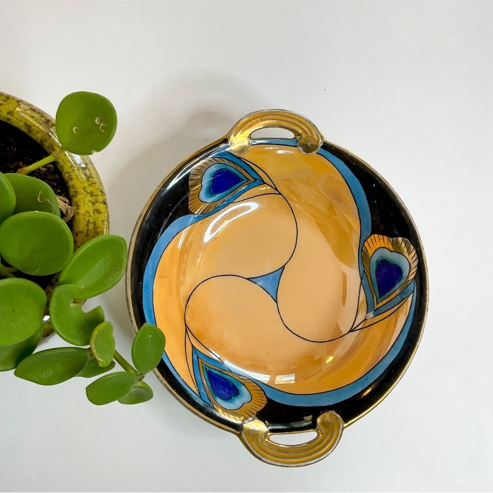 VINTAGE Art Deco Noritake Japan Dish – Abstract Hand-Painted Retro Serveware